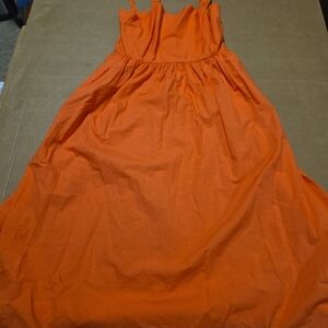 A New Day Orange Sundress Dress Sz S Women Pleated Ruffle Sleeveless